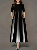 Maxi Dress with Gradient Design and Side Pockets