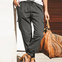 Elastic Waistband Women's Cargo Pants with Utility Pockets