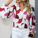 Geometric Patterned Women's Blouse with Relaxed Fit