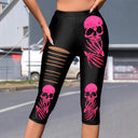 Trendy Skull Print Leggings with Stylish Cut-Out Design
