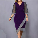 Chic Cocktail Dress with Sheer Puff Sleeves & Asymmetrical Hem
