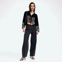 Floral Embroidered Ruffle Blouse for Women