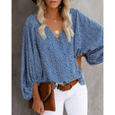 Women's V-Neck Blouse with Puff Sleeves