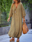 Stylish Women's Maxi Dress with Button Detail