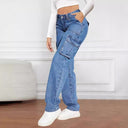 Women's High-Waisted Cargo Jeans with Ample Pockets