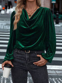 Chic Viscose Blouse with Waterfall Neckline for Women