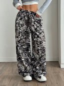 Floral Design Women’s Pants with Elastic Waistband