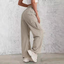 Stylish Women's Cargo Pants with Elastic Waist and Side Pockets