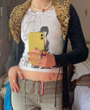 Chic Women's Blouse with Asymmetrical Hem and Suede Accent