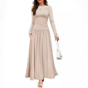 Women's Maxi Dress with Ruffle Accents and Chic Pockets