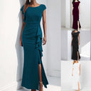 Chic Maxi Dress with Ruffles & Side Slit
