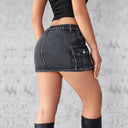 Denim Cargo Skirt with Utility Pockets for Women