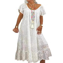 Airy Ruffled Women's Dress with Unique Lace Design