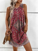 Playful Boho Pattern Midi Dress for Women