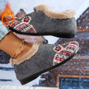 Flower-Designed Women's Slippers with Plush Lining