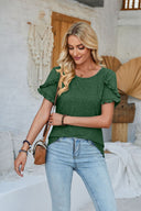 Chic Ruffle Detail Women's T-Shirt