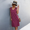 Chic Women's V-Neck Dress with Ruffle Detail