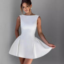 Stylish Women's Cocktail Dress with Flared Skirt and Chic Neckline