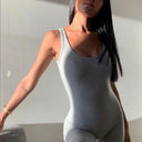 Ribbed Fabric Women's Shaping Bodysuit with Deep Neckline