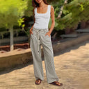 Chic Striped Beach Pants with Braided Waistband