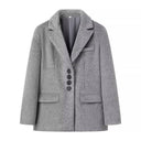 Chic Faux Fur Blazer Jacket with Decorative Buttons