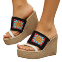 Embroidered Women's Platform Sandals with Cushioned Footbed