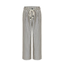 Striped Wide Leg Pants with Elastic Waist and Tie Belt for Women
