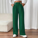 Chic Women's Wide Leg Trousers with Decorative Buttons