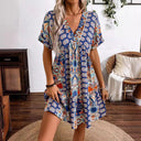 Bohemian V-Neck Dress with Ruffle Detailing