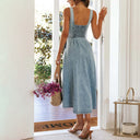 Chic Women's Denim Dress with Button Placket