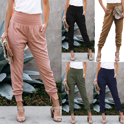 High-Waisted Women's Leisure Pants with Pockets