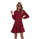 Chic Women's Checkered Dress with Ruffled Blouse Style