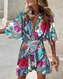 Animal Print Women's Wrap Dress with Statement Sleeves