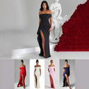 Chic Off-Shoulder Dress with High Slit Design