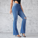 Trendy Women's Ripped Flared Jeans