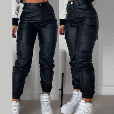 Women's Elastic Waist Cargo Jogger Pants with Pockets
