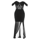 Stylish Maxi Dress with Sheer Ruching Design