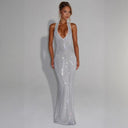 Stunning Evening Dress with Deep V-Neck & Back Cutout