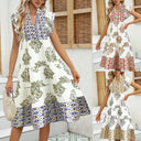 Floral V-Neck Women's Blouse Dress