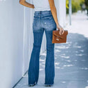 High-Waisted Flared Jeans with Frayed Hem for Women