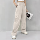 Stylish Women's Cargo Pants with Elastic Waist and Functional Side Pockets