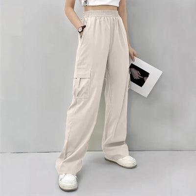Women’s Cargo Pants with Elastic Waist and Side Pockets