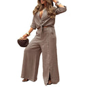 Chic Linen Blouse with Knot Detail for Women