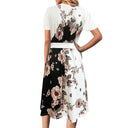 Floral Pattern Women's Sheath Dress with Belt