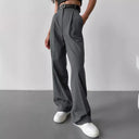 Chic High-Waist Trousers with Crease and Tie Belt