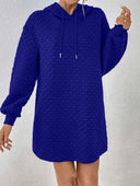 Textured Pattern Long Sleeve Hooded Women's Dress