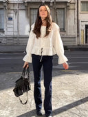 Chic Blouse with Statement Sleeves & Elastic Waist