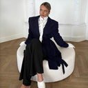 Asymmetrical Cut Women's Blazer Jacket with Belt