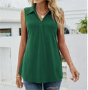 Chic Women's V-Neck Sleeveless Blouse with Collar