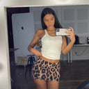 Chic Leopard Print Skirt with Elastic Waistband